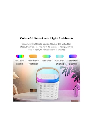 Xindoker Y1 Taşınabilir Bluetooth Mikrofonlu Hoparlör, Kablosuz Şarkı Söyleme Sistemi, 5w Ses Gücü, 8-10 Saat Çalma Süresi, Beyaz