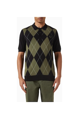 Fred Perry Argyle Örgü Polo Triko, Pamuklu, Nefes Alabilir Ve Vintage Şıklık Yeşil