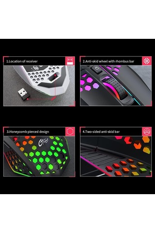 Kablosuz Oyun Faresi, Hafif, Şarj Edilebilir Usb Fare, 8 Düğme, Masaüstüne Dönüş Düğmesi, 3 Ayarlanabilir Dpı Seviyesi, Bilgisayar Pc İçin 4 Mod