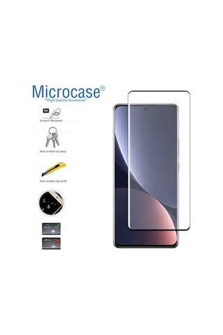 Microcase Xiaomi 12 3D Curved Tam Kaplayan Kavisli Tempered Cam