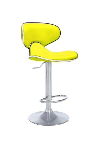 Bürocci Zen Bar Taburesi - Sarı Modern Deri Metal Ataklı Yüksek Tezgah Sandalyesi - 9549s0512 Sarı