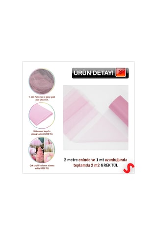 Süsleme Tülü Grek Tül, 2 Mt En X 1 Mt Uzunluk - Pembe 0-99
