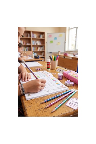 Kelebek Silgili Kurşun Kalem 12 Adet Faber Castell Yuvarlak Gövdeli Siyah Kurşun Kalem Yumuşak Yazım Kolay Tutuş Kalite Çok Renkli