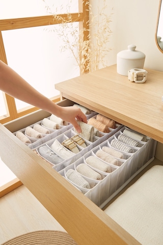 Ocean Home Textile 3'lü 10 Bölmeli Beyaz Renk File Çekmece İçi Düzenleyici Set