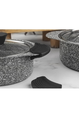Bir Çift Silikon Tutacak Tencere Tava Kulp Kapak Tutacağı Tutamaç 9x4 Cm Gri