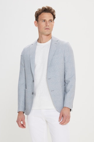 AC&Co / Altınyıldız Classics Erkek Grı Mavı 360 Her Yöne Esneyen Slim Fit Dar Kesim Mono Yaka Desenli Blazer Ceket Grı Mavı