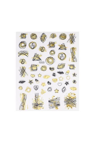 Gold Holografik Geometrik Çizim Tırnak Sticker Tırnak Etiketi Nail Art Jo-1053g