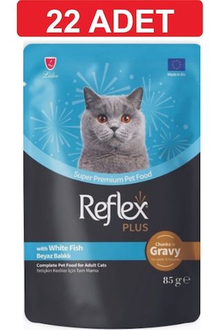 Reflex Gravy Sos İçinde Et Parçacıklı Beyaz Balıklı Yetişkin Kedi Maması 22 x 85 G Reflex Gravy Sos İçinde Et Parçacıklı Beyaz Balıklı Yetişkin Kedi Maması 22 x 85 G