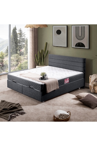 Sofia Çift Kişilik Baza Başlık Letto Yatak Seti - Antrasit 150 x 200
