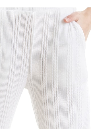 Denokids Kız Çocuk Boru Paça Ekru Basic Eşofman Altı Renkli Ekru