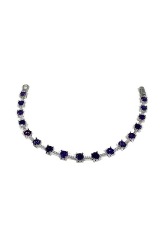 925 Ayar Gümüş Zirkon Mor Taşlı Kadın Bileklik Doğum Günü Sevgililer Günü Hediyesi 19.5 Cm Gümüş - 818946125 Gümüş