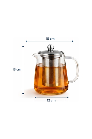 Borosilikat Cam Demlik 750 Ml,paslanmaz Çelik Süzgeçli,ısıya Dayanıklı, Kulplu Çay Demliği Diğer