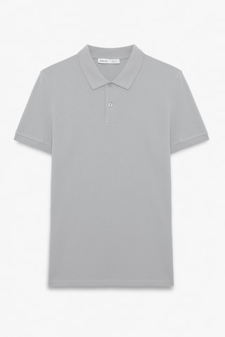 Grimelange SKYLOOM Erkek %100 Pamuk Kısa Kollu Regular Fit Gri Polo Yaka T-shirt