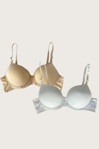 Ten-beyaz 2'li Mikro Kumaş İçi Boş Balenli Günlük Desteksiz Sütyen Görsel