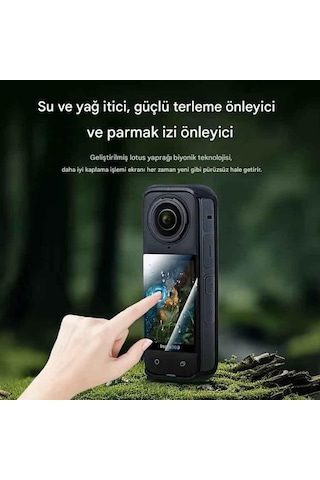 Insta360 X4 Aksiyon Kamera Uyumlu 4 Adet Şeffaf Ekran Koruyucu Nano Jelatin