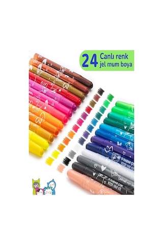 Çevirmeli 24 Lü Mum Boya Uzun 1 Paket Twistable 24 Renk Çevirmeli Mum Boya Pastel Silinebilir Mum Boya Tam Boy Çok Renkli