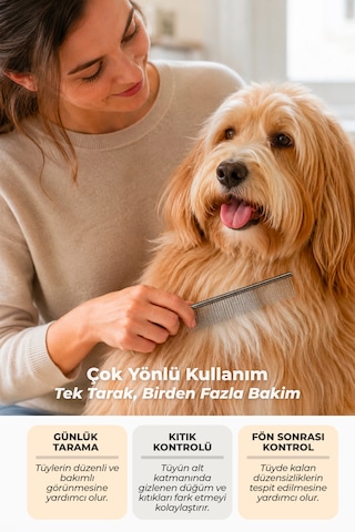 Andis 19 Cm Çelik Dayanıklı Kedi Köpek Kıtık Açıcı Ve Kabartma Tarağı