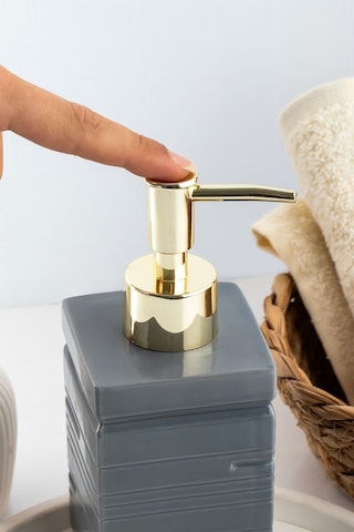 Buççin Online Mağaza 3206 Porselen Sıvı Sabunluk - Tezgah Üstü Banyo Mutfak Lavabo Sabunluğu - 275 Cc Seramik Gri Çok Renkli