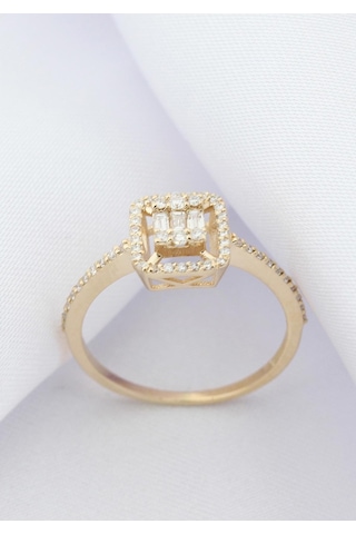 Rose Gold Pırlanta Baget Yüzük Rose Gold