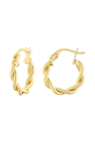 Moom Mücevherat Kadın 14 Ayar Altın Küpe Minimalist Burgu Modern Halka Altın Küpe 15 Mm-Mm20092