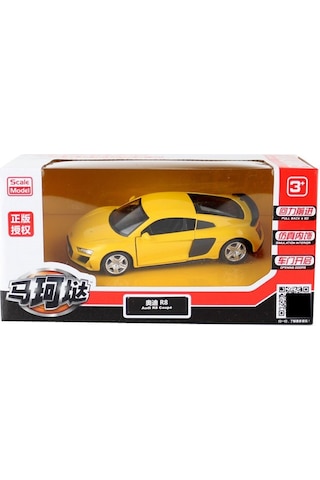 Forestbird5 İnç Alaşım Araba Audi R8 Coupe Spor Araba-sarı