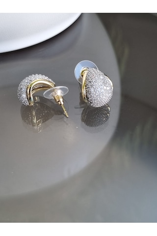 Damla Detay Zirkon Minimal Küpe Altın