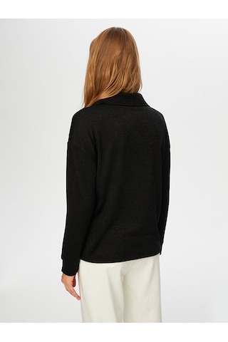 Faik Sönmez Yarım Fermuarlı Triko Görünümlü Sweatshirt W26swt001 Uw26swt00110 Siyah