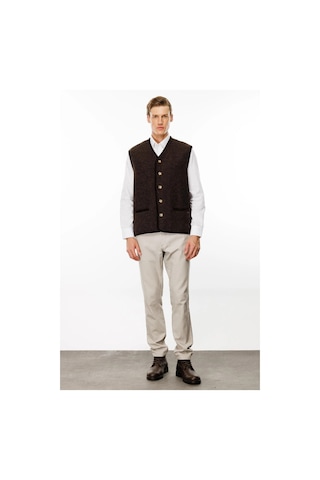 Desen Triko Erkek V Yaka Astarı Desenli Yün Yelek 24583 Kahverengi Kahverengi