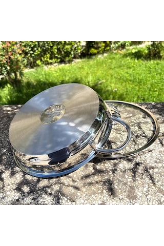 Oms 22 X 4,5 Cm Kapaklı Çelik 18/10 Cr-ni Sahan 2101 Gri