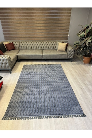 Aries Home Tavşan Tüyü Yumuşak Keçeleşmez Kaymaz Dekoratif Bella İthal Kalite Post Halı Antrasit