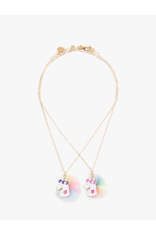 Koton Unicorn Charm Detaylı 2'li Zincirli Kolye Multıcolor 6wak70112aa Mavi