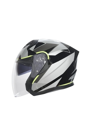 Rhkc 528 Çenesiz Vizörlü Yazlık Kask Gri - Neon Sarı - Siyah