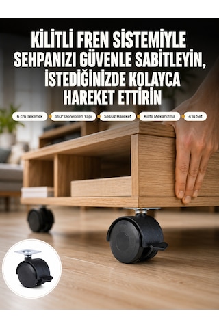 Sehpa Ve Restoran Arabası İçin Kilitli Ayak 4 Lü Çokrenkli