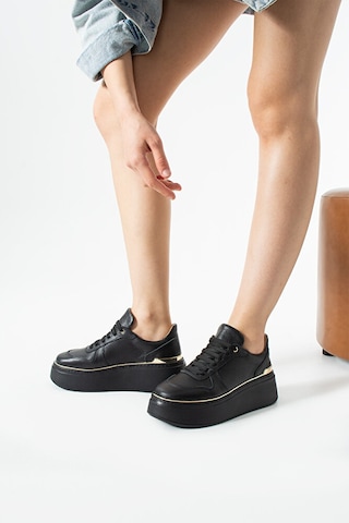 Dericia Shoes Nica Hakiki Deri Kadın Günlük Rahat Sneaker Ayakkabı Siyah