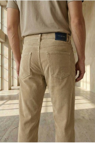 Little Cup Jeans Co Erkek Baggy Fit Rahat Kalıp Kadife Bej Pantolon