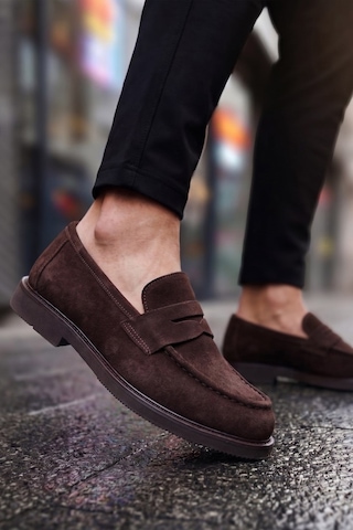 Shoetyle - Hakiki Süet Deri Kahverengi Erkek Loafer - 250-1975-1542