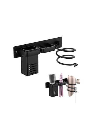 Lichen Saç Kurutma Makinesi Depolama Rafı, Banyo Saç Bakımı Siyah