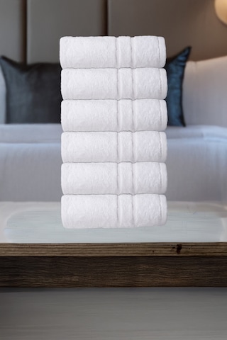 Otel, El, Yüz, Baş Havlusu 50x100 Cm 6'lı Set Pamuklu Ekru