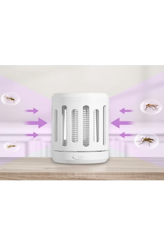 Tenfowee Usb Şarjlı Dışarı/içeri Kullanım Uv Işıklı Elektrikli Kovucu+el Feneri 2'li Fonksiyonlu Beyaz Kovucu Lambası