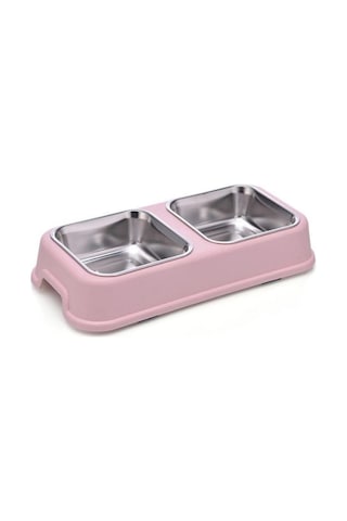 Nunbell Kare İkili 24 CM Melamin Çelik Kedi Mama Kabı Çok Renkli