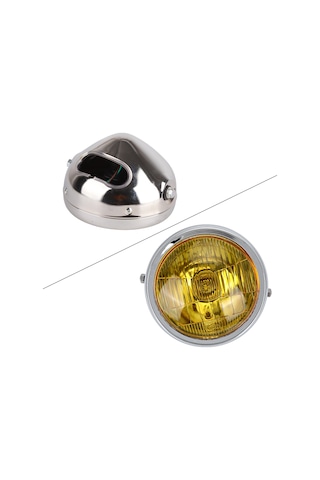 Reedark Cg125/gn125 Motosiklet Retro Ön Farı - Sarı Cam, Alaşımlı Kasa, Aydınlatma Verimliliği Artırır, Hava/toz/şok Dayanıklı