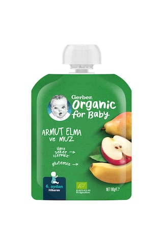 Gerber Organik Elmalı ve Muzlu Armut Püresi 90 G