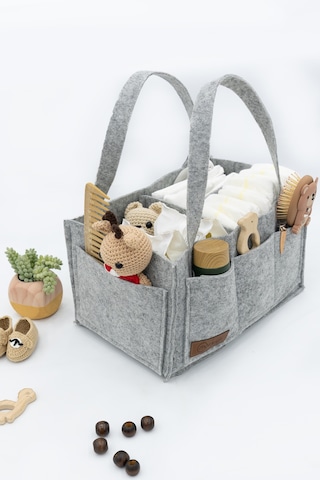 Mordesign Taşınabilir Düzenleyici Organizer Keçe Anne Bebek Bakım Çantası - Gri