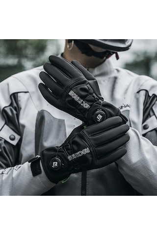 Rockbros S351 1 Çift Sıcak Bisiklet Eldiveni Tokaları İle Ekran Dokunmatik Yansıtıcı Tam Parmak