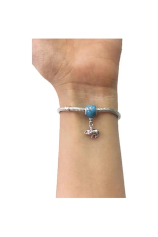Fil Ve Mavi Balon Pandora Bilek İçin Gümüş Charm Mavi