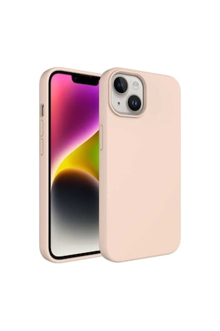 Apple Uyumlu iPhone 14 Plus Kılıf Sıvı Teknolojili Silinebilir Sert Zore Kivi Kapak Pembe Açık