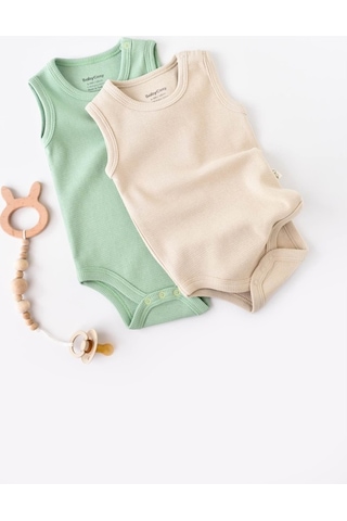 Rebebe Babycosy Organik 2 Li Askılı Badi - Csyw1000 - Rebebe Yeşil - Krem