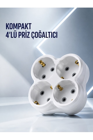 Duvar Tipi Priz Çoğaltıcı 4 Çıkışlı Kablosuz Kompakt Priz Adaptörü
