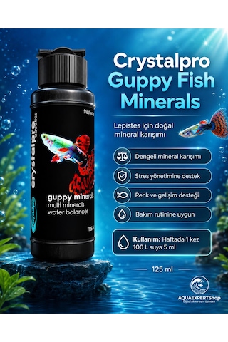 Crystalpro Guppy Fish Minerals- Lepistes Balıkları İçin Gerekli Doğal Karışım. 125 Ml