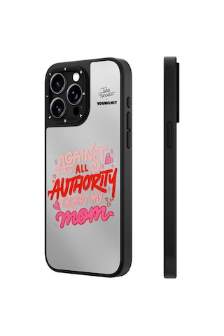 Apple Uyumlu iPhone 15 Pro Max Kılıf Tobias Fonseca Tasarımlı Youngkit Mirror Kapak Siyah-beyaz